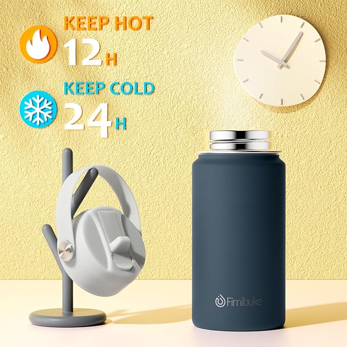 Fimibuke Kids Insulated Water Bottle, 14oz BPA FREE Double Wall Vacuum Tumbler 18/8 Stainless Steel Leak Proof Kids Cups with Straw Metal Water Bottle for School Boys Girls (2 Pack, Coastal)