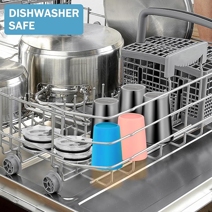 2 Pack Kids Cups with Straws and Lids Leak Proof, 12oz Sippy Cups for Toddlers with Colorful Sleeves, Unbreakable Stainless Steel Water Tumblers (Blue & Peach)