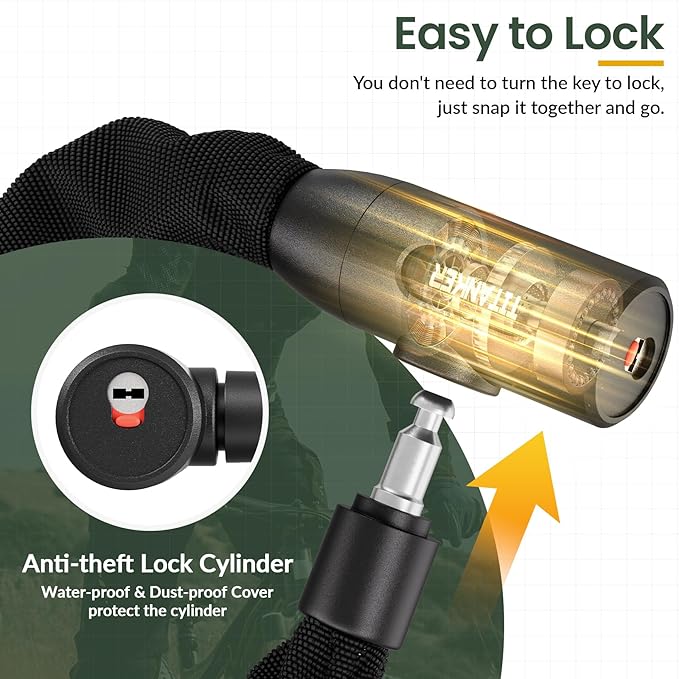 Titanker Heavy Duty Bicycle Lock Chain with Keys - 3 Feet Anti-Theft Lock for Bikes, Motorcycles, Doors, Gates, Fences, Grills (6mm Thick)
