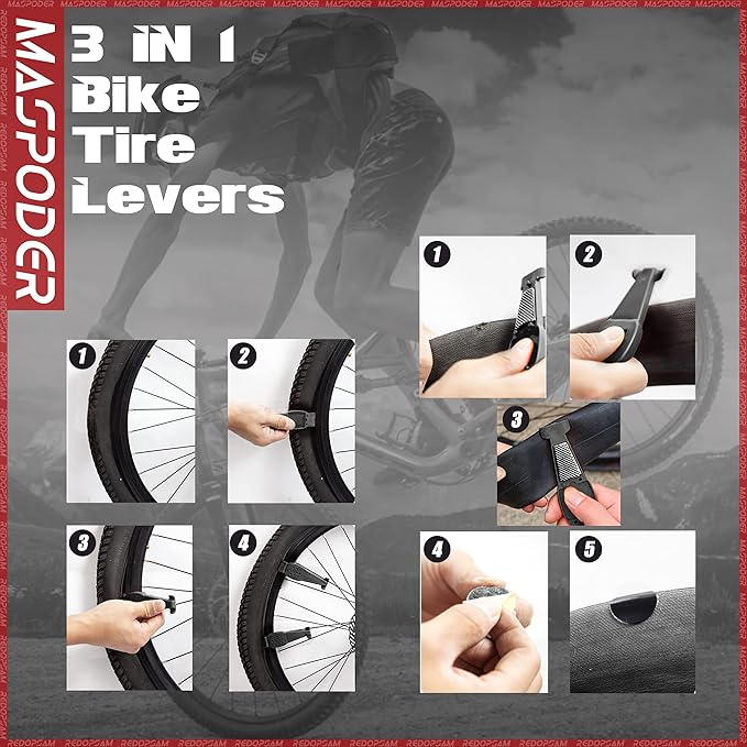 Bike Repair Kit, Saddle Bag with Tire Tool, Mini Pump, Multitool Bicycle Accessories Set for Adult Bikes Road Mountain MTB