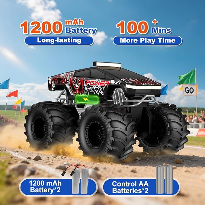 Amphibious Remote Control Car, 1:18 Waterproof Monster Truck Toys RC Cars, 2.4GHz RC Trucks 4WD All Terrain Off-Road Pickup, Kids Christmas Birthday Presents for Boy Girl Toys Age 6 7 8 9 10 11 12