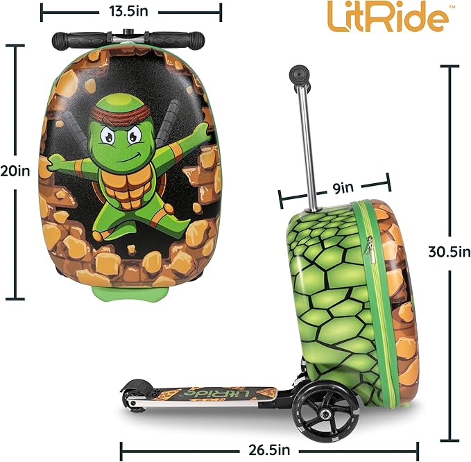 Hardshell Kids Ride-On Luggage with Scooter Suitcase – Carry-On Compliant with LED Light-Up Wheels – Fun and Functional Travel Companion for Children Ages 5–12