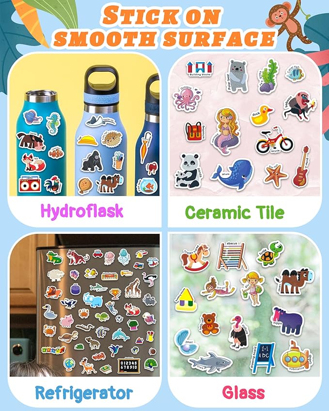 Benresive Reusable Sticker Book for Toddlers 2-4 Years, 3 Sets Travel Stickers for Kids, Waterproof Sticker Books for Toddlers 1-3, Crafts Activities for Todddlers 1-3 2-4 3-5