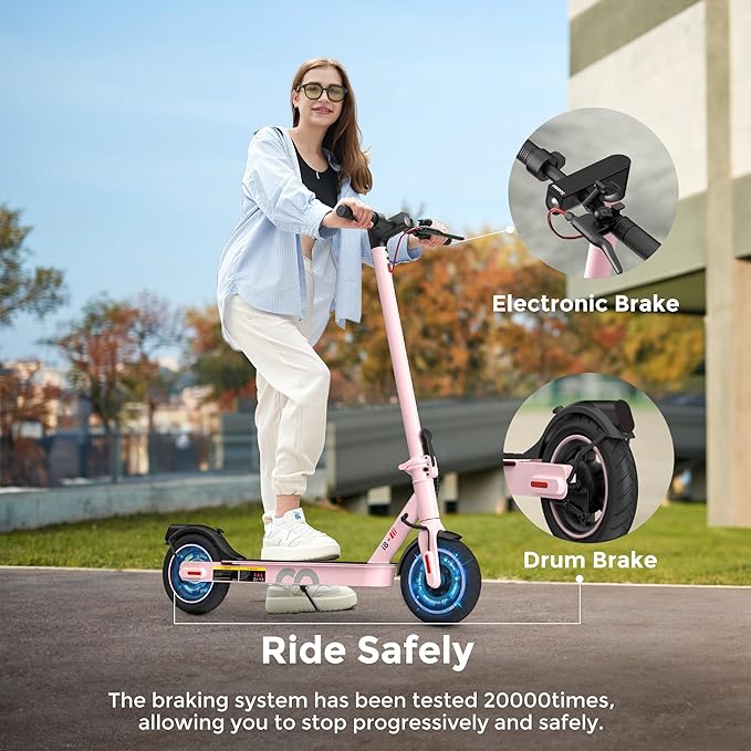 iScooter Electric Scooter for Adults, 23/18/12 Miles Long Range,22/19/18 Mph Top Speed, Commuting Electric Scooter with Cruise Control, Double Braking Systems Escooter for Adults and Teens