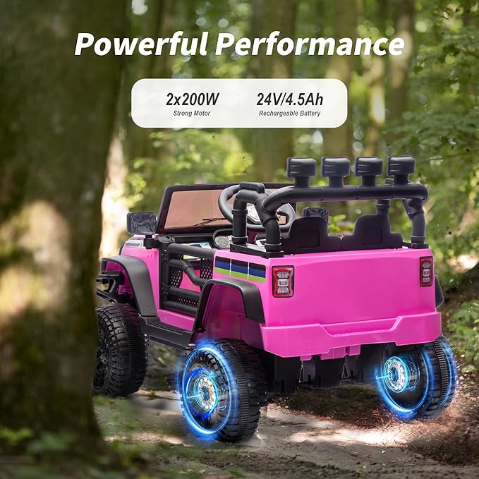24V Kids Ride on Toy, Kids Electric Vehicles Car Ride on Car Truck for Toddlers 3-5 with Remote Control, 2x200W Motor - Pink