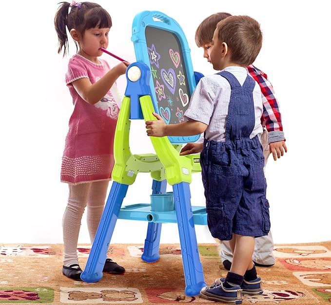 Easel for Kids, Toddler Art Easel Adjustable Standing, Magnetic Double Sided Easel with Painting Accessories Gift for Boys and Girls