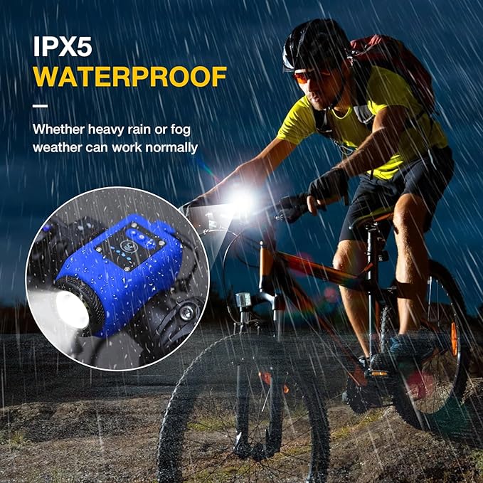 Bike Horn, Bicycle Horn with Large Range Floodlight, IPX5 Waterproof with USB Rechargeable Bike Electronic Horn