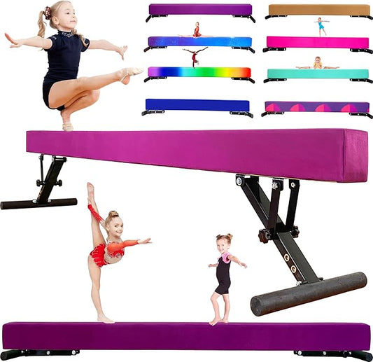 Adjustable Balance Beam 8 ft Gymnastic Beam Adjustable Height for Kids and Teenage of All Gymnastic Levels, Gymnastic Training Beam Gymnastic Equipment for Athlete Home and Gym Club Use