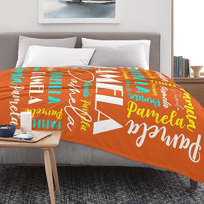 Name Blanket Personalized Blanket for Adult Kids Flannel Customize Throw Blanket Custom (Color 24, 40 x 50 Inches)