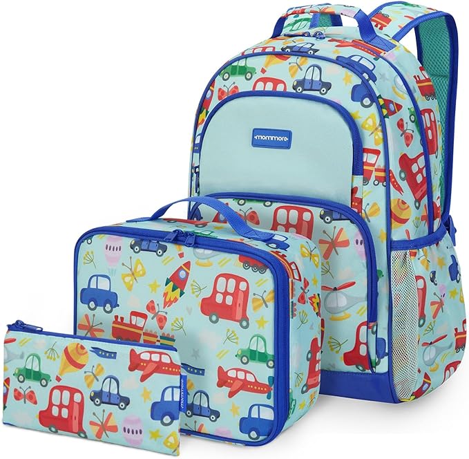 mommore Kids Backpack for Boys Girls Preschool Kindergarten Backpacks Lightweight Elementary School Bookbag with Lunch Box