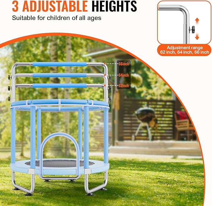 VEVOR 5FT Trampoline 50"/55"/56 * 35" for Indoor/Outdoor use for Toddlers, Foldable Mini Baby with Foam Handle, Recreational Birthday Gift