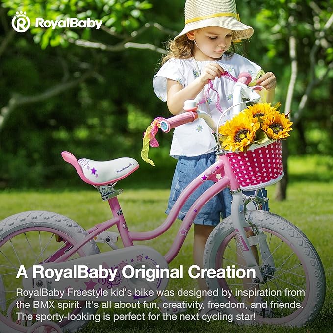 RoyalBaby Girls Bike Classic & EZ Kids Bike, Balance and Pedal Bicycle, 12 14 16 18 20 Inch Toddlers to Big Kids 3-10 Years