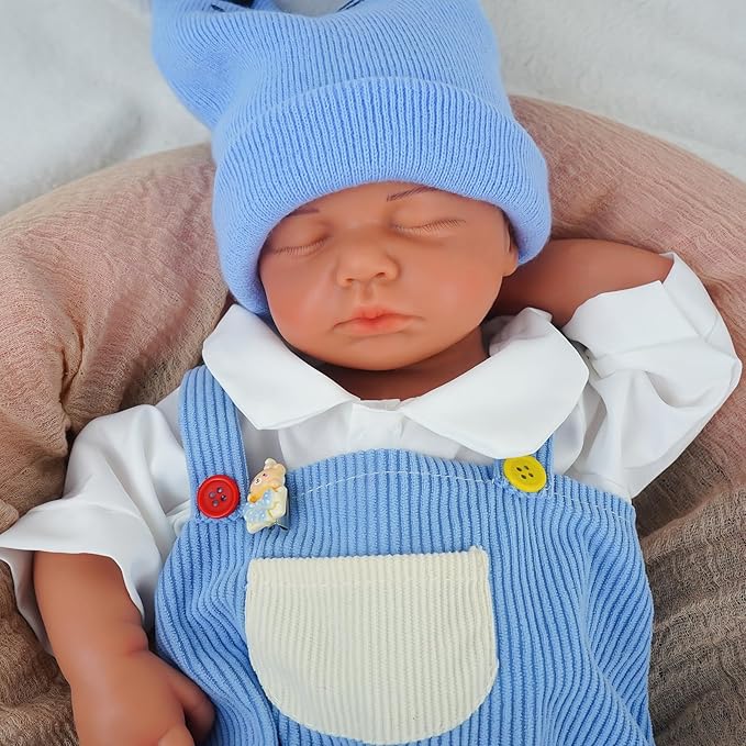 18.9 in Full Silicone Reborn Baby Dolls, 1:1 Lifelike Newborn Dolls Non Vinyl Realistic Reborn Toddler Dolls Boy Washable Sleeping Doll