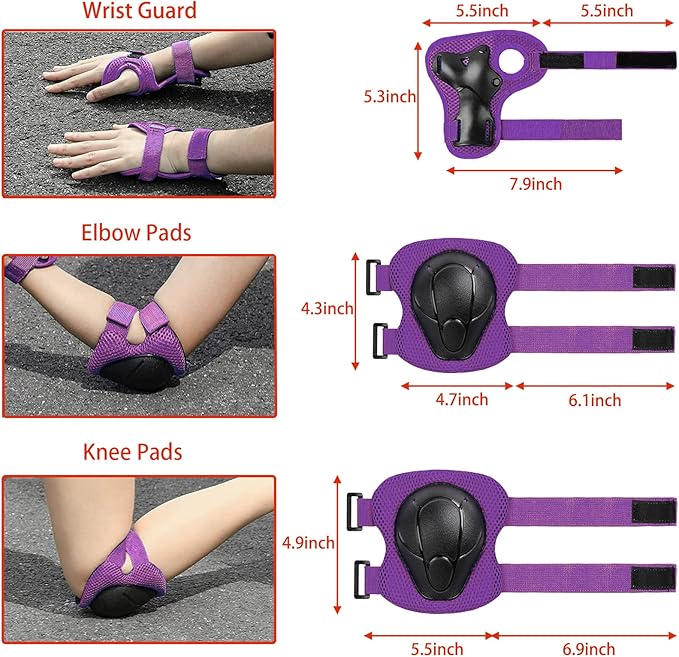 Kids Helmet Set with Knee Pads Elbow Pads Wrist Guards,Adjustable Helmet for Toddler Kids&Youth,3~14yrs Girl Boy Kids Protective Gear Set for Roller Skate Scooter Inline skatings Longboard