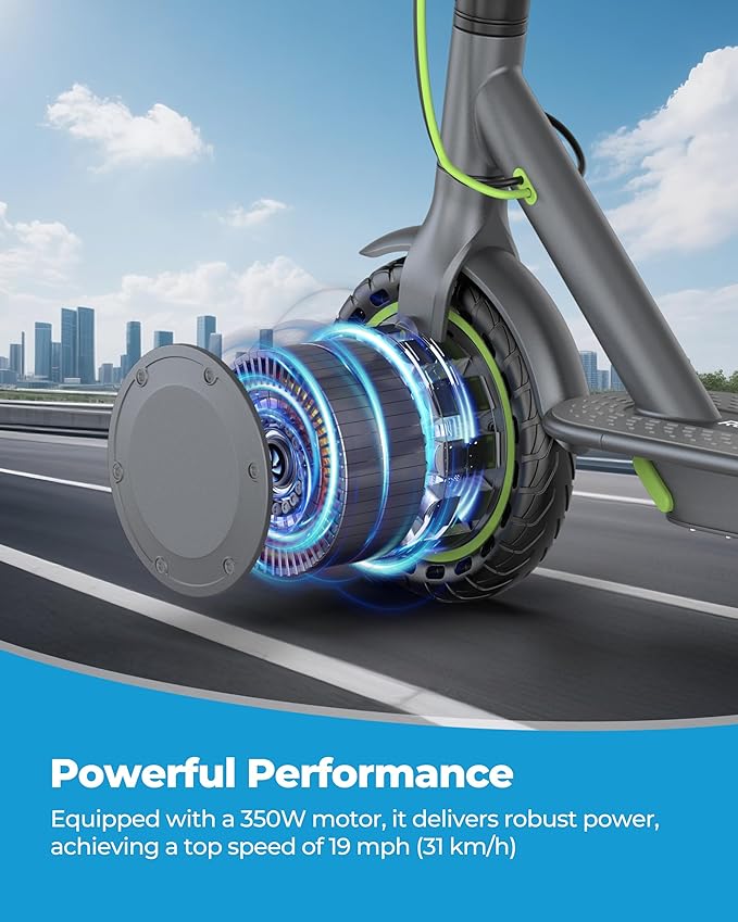 Electric Scooter - 8.5"/10'' Solid Tires, 350W/500W Motor, Up to 19-22MPH and 21-24Miles Long-Range Portable Commuting Scooter for Adults with Double Braking System and App