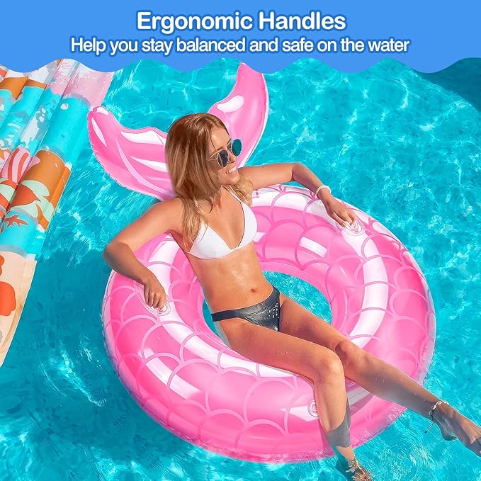 MoKo Inflatable Swimming Ring, Cute Pool Float Tube Decorations Swim Tubes Outdoor Pool Beach Water Floats Party Supplies Floaties