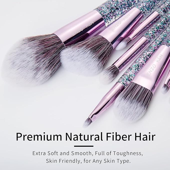 Girls Makeup Brushes Set for Teens with Case, Glitter Teen Make up Brush Set, Eyeshadow Brush Set for Teen Girls, Teenagers Eye Shadow Brush Set, Vegan Makeup Brush