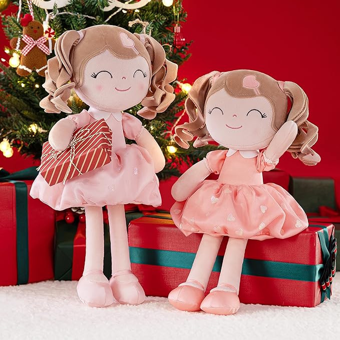 Gloveleya Baby Doll Gifts Plush Curly Girl Toys with Love 16" Orange