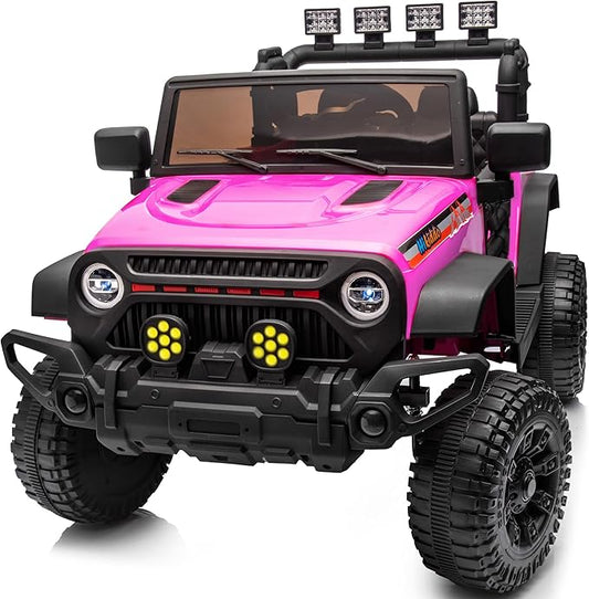12V Ride on Electric Car, Kids Ride on Toy Truck for Toddlers 3-5 w/Remote Control, 3 Speeds - Pink