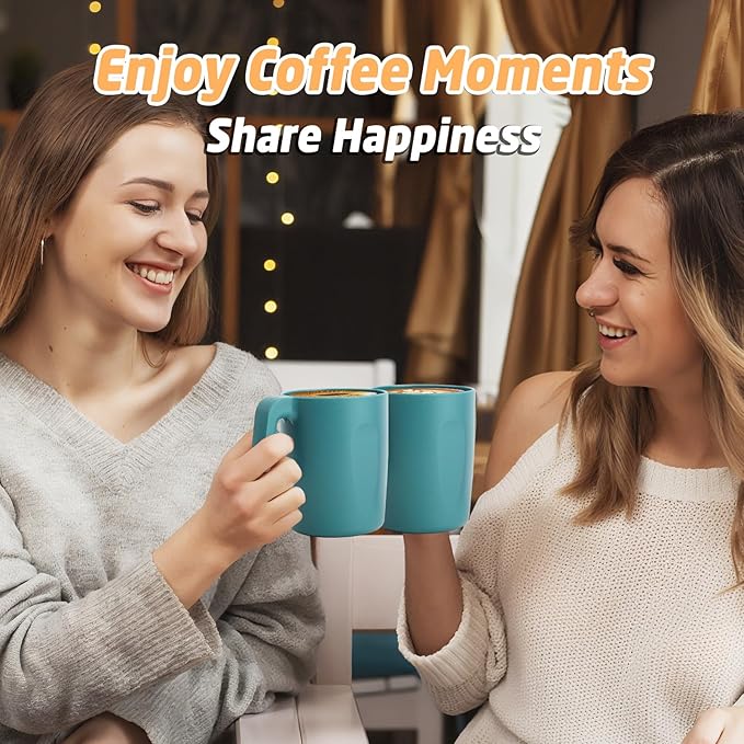 Coffee Mug 16 OZ, Wheat Straw Coffee Mugs Set of 6, Unbreakable Water Tumbler, Plastic Mugs with Handles, Microwave and Dishwasher Safe Camping Coffee Cups for RV, Outdoor Activities - Green