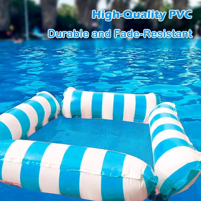 Inflatable Pool Floating Chair, Stripe Pattern Pool Hammock Floats for Pool Party and Vacation - 48 x 47 in
