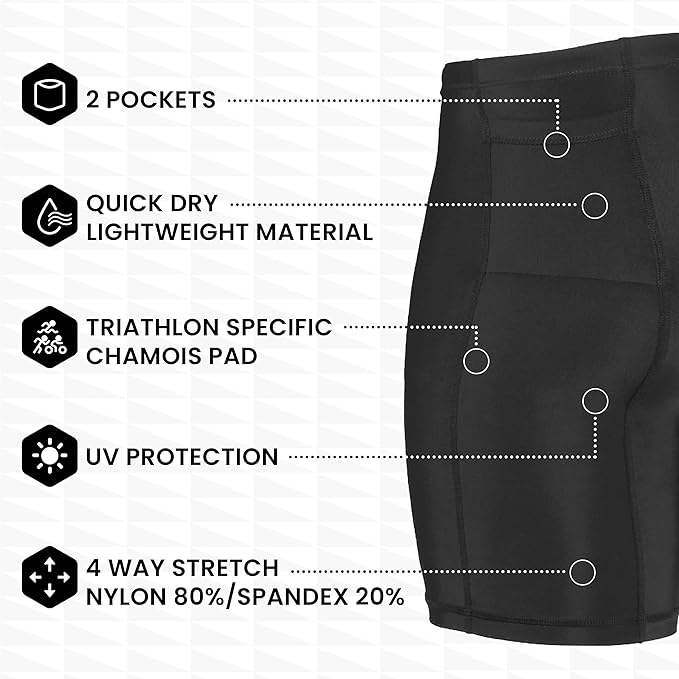 SLS3 Triathlon Shorts Mens – Tri Shorts Mens – 2 Pockets FRT – Designed by Athletes for Racing