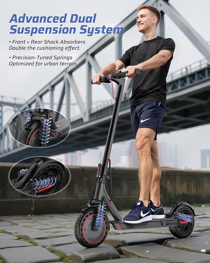 Electric Scooter - 8.5"/10" Solid Tire, Powerful 350W/500W Motor, Top Speed 19 MPH, Max 16-22 Miles Ranges, Load 265LBS, Aluminum Alloy Frame Foldable Commuting Escooter for Adults & Teens