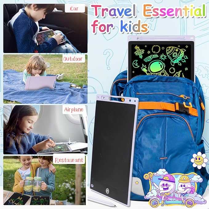 12 Inch LCD Writing Tablet - Colorful Electronic Drawing Pad & Doodle Board for Kids Ages 3-8, Erasable Educational Toy, Birthday and Christmas Gift for Girls and Boys (White)