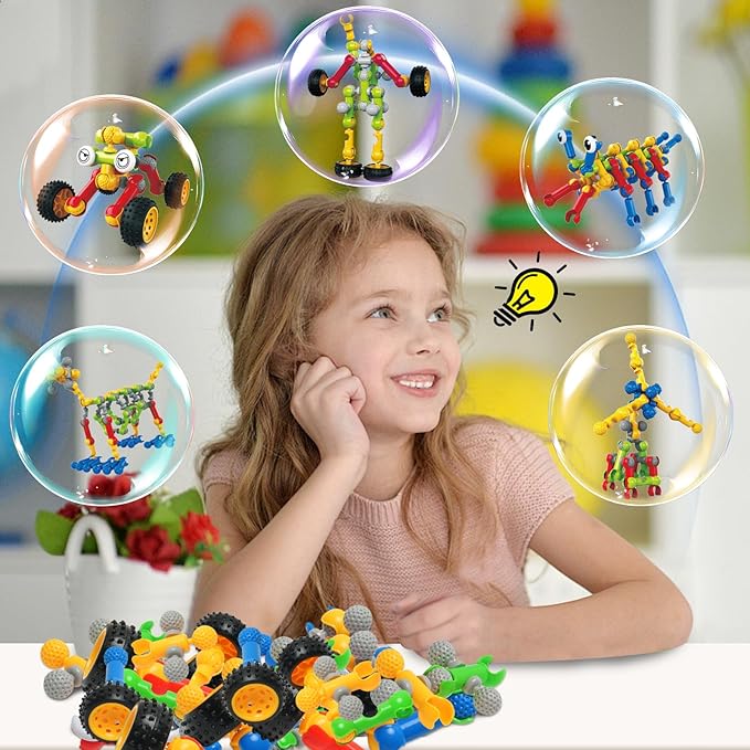 156 PCS Creative Building Blocks Building Toy Set - Featuring Storage, Includes Dinosaur, Robot, Car, Spider, Dog, Animal Figure Building Toy Playset for Kids, Birthday Gift Ages 3+ (N)