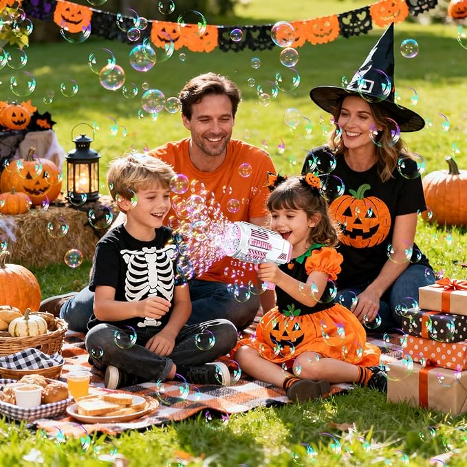 Upgraded Bubble Machine Gun - Auto Bubble Blower, 8000+ Bubbles Per Minute for Kids & Adults Indoor/Outdoor Party Halloween Toys- Pink