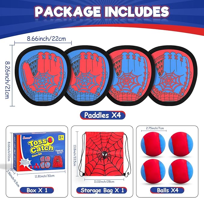Sunrad Toss and Catch Ball Game Set, Kids Toddler Baseball Catch Ball Outdoor & Beach Toys for Family, Pool Beach Yard Camping Outside Game for Kids Age 3 4 5 6 7 8-12+, Birthday Gift for Boys Girls