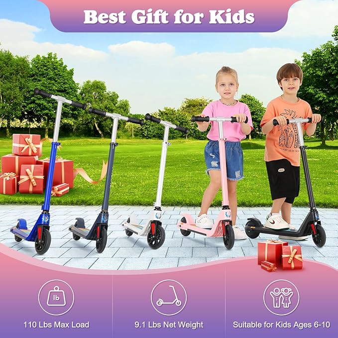 Caroma Electric Scooter for Kids Ages 6-14, 250W/180W/150W Motor & 15 Mph, 85 Mins Ride Time, Adjustable Height & Speed, LED Display, Kids Electric Scooter, Best Gifts for Boys & Girls