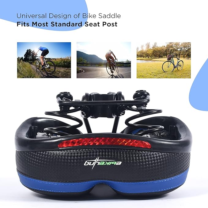 EBIKELING Bike Seat Dual Shock Absorbing Soft Comfortable Padded Bicycle Seat Cushion for Men Women Comfort - Memory Foam Universal Fit Bike Saddle for Exercise Outdoor Mountain Bikes