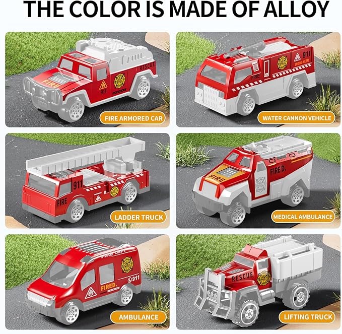 Toddler Boys Toys for 3-5 Years Old, Fire Truck Vehicle Set with Play Mat and Die-Cast Toy Car, Transport Carrier Truck for Kids 3-5, Birthday Gifts Toys for 3-8+ Year Old Boys
