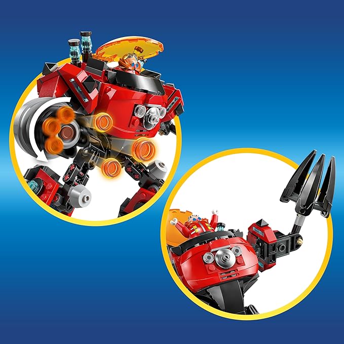 LEGO Sonic The Hedgehog Knuckles vs. Dr. Eggman Egg Crusher Mech Building Toy - Pretend Play Building Blocks W/2 Minifigures for Kids, Ages 8+ - Gift Idea for Boys, Girls, & Any Gaming Fans - 77005