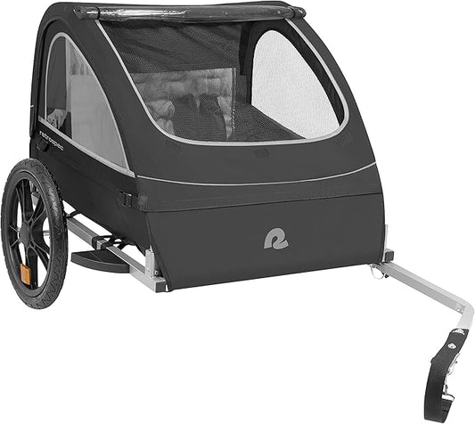 Single & Double Passenger Children’s Foldable/Collapsible Tow Behind Bike Trailer with 16" Wheels, Safety Reflectors & Rear Storage Compartment