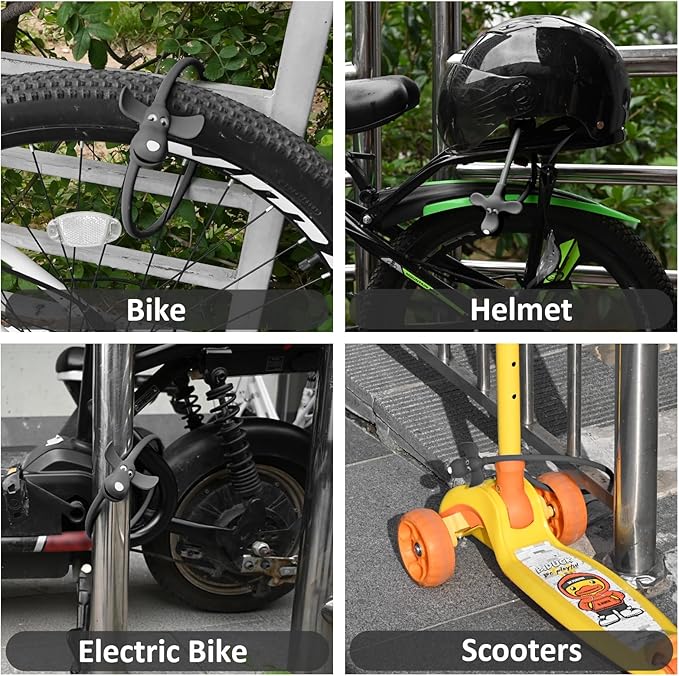 Bike Cable Lock with Keys,Silicone Covered Kids Cable Lock Cartoon Lock,2 Feet Lock for Bike,Door,Skateboard,Helmet and More (Black)