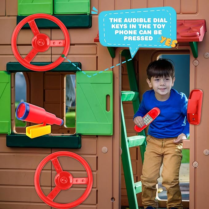 Playground Accessories Swingset Steering Wheel Plastic Telescope Telephone Swingset Phone Toy for Kids Outdoor Playground Backyard Treehouse