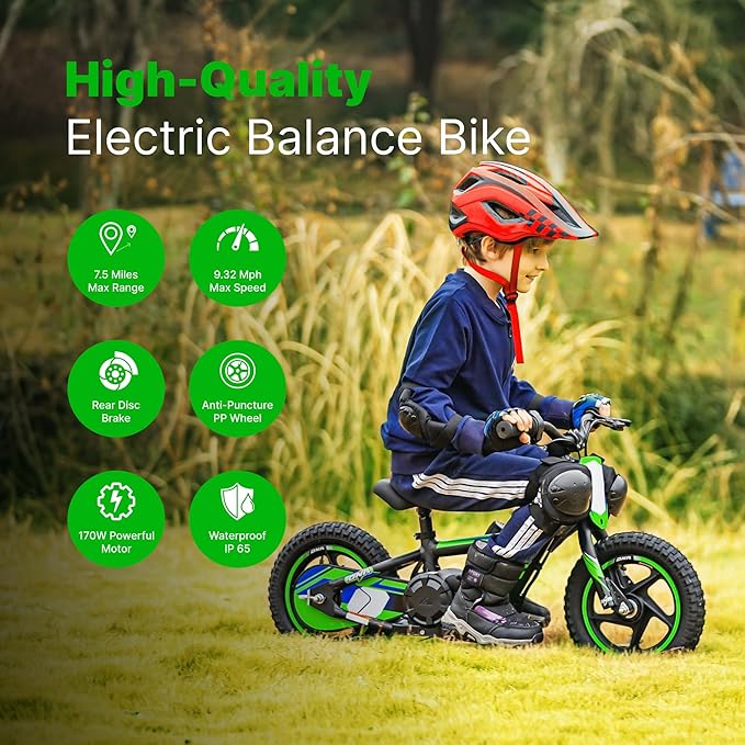 Electric Dirt Bike for Kids 3-6, 170W Racing Experience Lightweight Motorcycle, New Aluminum Frame with 2 Power Modes, 24V Detachable Battery, 12 Inch Knobby Tires