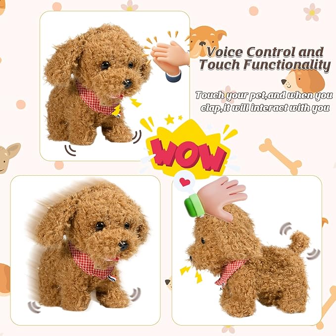 Puppy Toys for Kids, Toy Dogs That Walk and Bark, Walking Dog Toy for Kids with Leash, Interactive Stuffed Puppy with Remote Control, for Girls and Boys Aged 3-7 Year Old