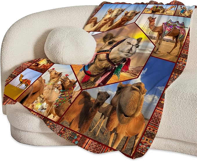 Camel Blanket Ultra Soft Cozy Camel Throw Blanket Fleece Fuzzy Plush Bedding Desert Camel Lovers Gifts for Women Girls Kids Adults 50"x40"