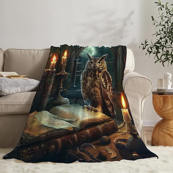 Owl Blanket Owls Gifts for Women Girls Book Throw Blanket Cozy Plush Fleece Flannel Lightweight Fuzzy Party Blankets for Bed Decor 60"X50"