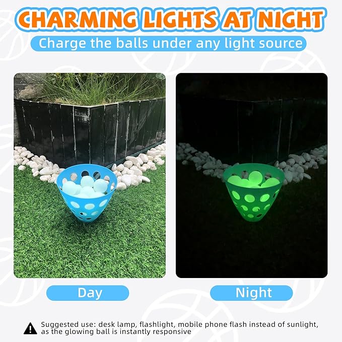punkdog 20 Glow Balls for Pop and Catch Ball Game- Outdoor Indoor Game Activities for Boys & Girls,Birthday and Christmas Party Favors Gifts for Kids Ages 4 5 6 7 8 10 12+ Years Old and Adults