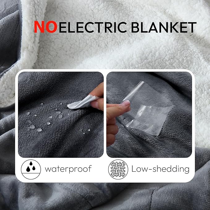 NANPIPER Sherpa Blanket Twin Warm Bed Blanket for Winter Cozy Soft Fuzzy Couch Throw Flannel Fleece/Wool Like Reversible Plush Blanket (Grey Twin Size 60"x80")