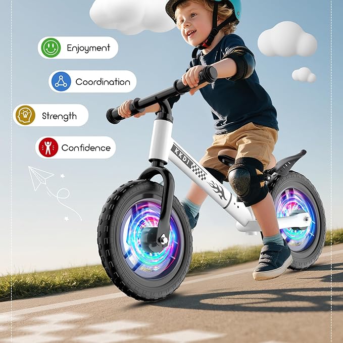 Toddler Balance Bike for 2-5 Year Old,Kids Balance Bike with Fender,Kids Bicycle for 2 3 4 5 Years Old Boy Girl Birthday Christmas Toy Gift,Adjustable Seat/Handlebar,Flat-Free LED Tires,10Min Assembly