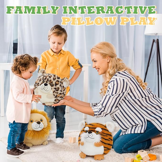 MaoGoLan 3 Pack Large Stuffed Animal Plush Pillows Leopard Cheetah Tiger Lion Toy in Bulk, Safari Decorations Gifts for Girls Women Kids Adults Christmas Valentine's Day Birthday