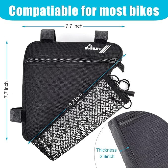 Bike Triangle Frame Bag - Bicycle Cycling Storage Triangle Top Tube Front Pouch Saddle Bag for Road and Mountain Bikes