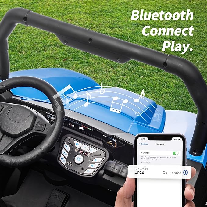 24V Kids UTV, 4WD 2 Seater Ride-on Toy Electric Car for Big Kids w/Remote Control, 2WD/4WD Switchable, 4x200W Motor - Blue