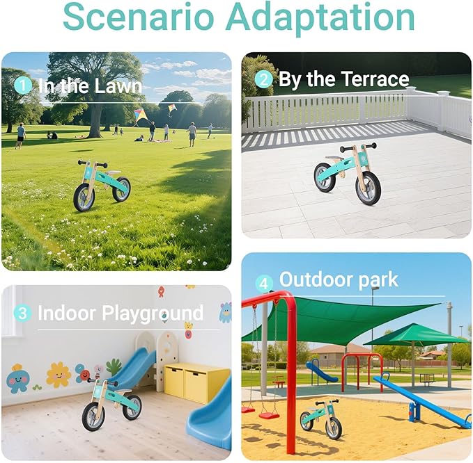 Wooden Toddler Balance Bike, Kids Balance Bike for 3 Year Old with Adjustable Seat, No Pedal Toddler Bicycle for Kids 3-5 for Boys and Girls Birthday Gifts Toys