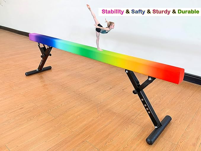 Adjustable Balance Beam 8 ft Gymnastic Beam Adjustable Height for Kids and Teenage of All Gymnastic Levels, Gymnastic Training Beam Gymnastic Equipment for Athlete Home and Gym Club Use